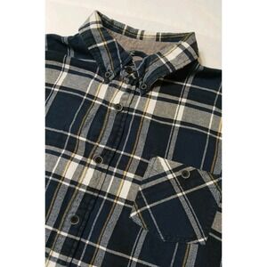 Weatherproof Vintage Men Oxford Button Tartan Plaid Long Sleeve Flannel Shirt XL